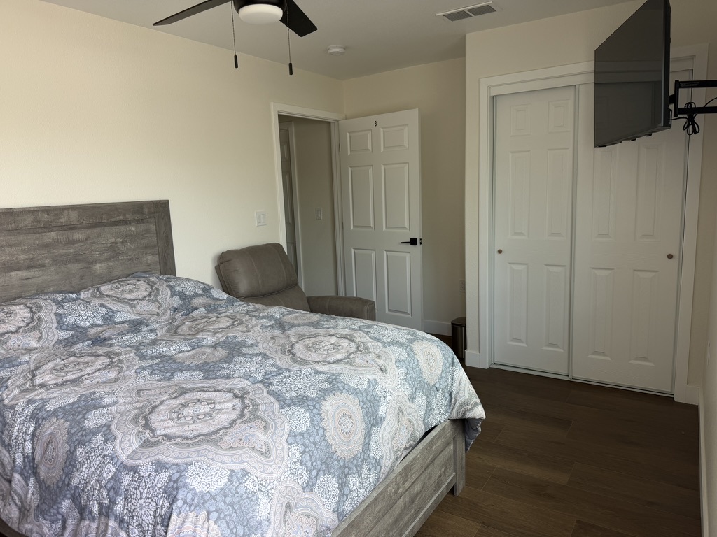 A bright, private resident bedroom